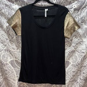 Michael Stars Black, Gold Sleeve Top